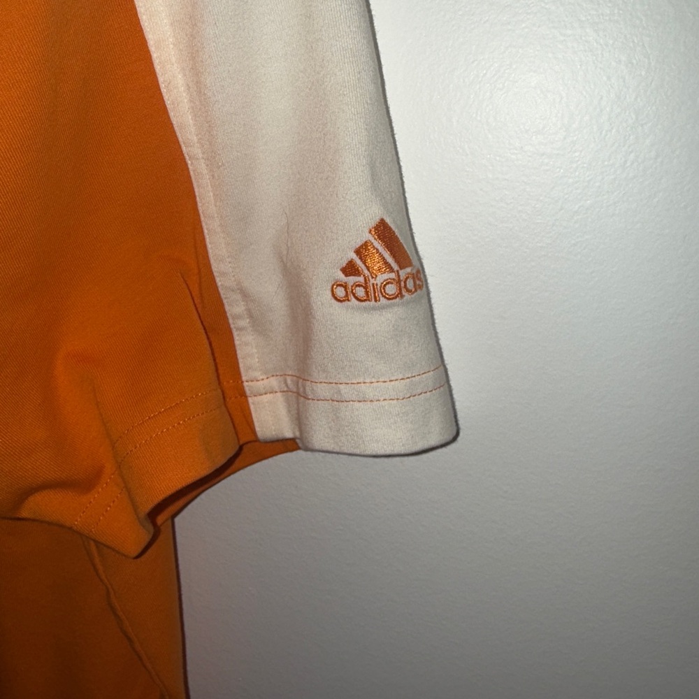 🧡 Adidas ClimaLite Orange & White Colorblock Polo Shirt – Men’s L - Picture 5 of 14